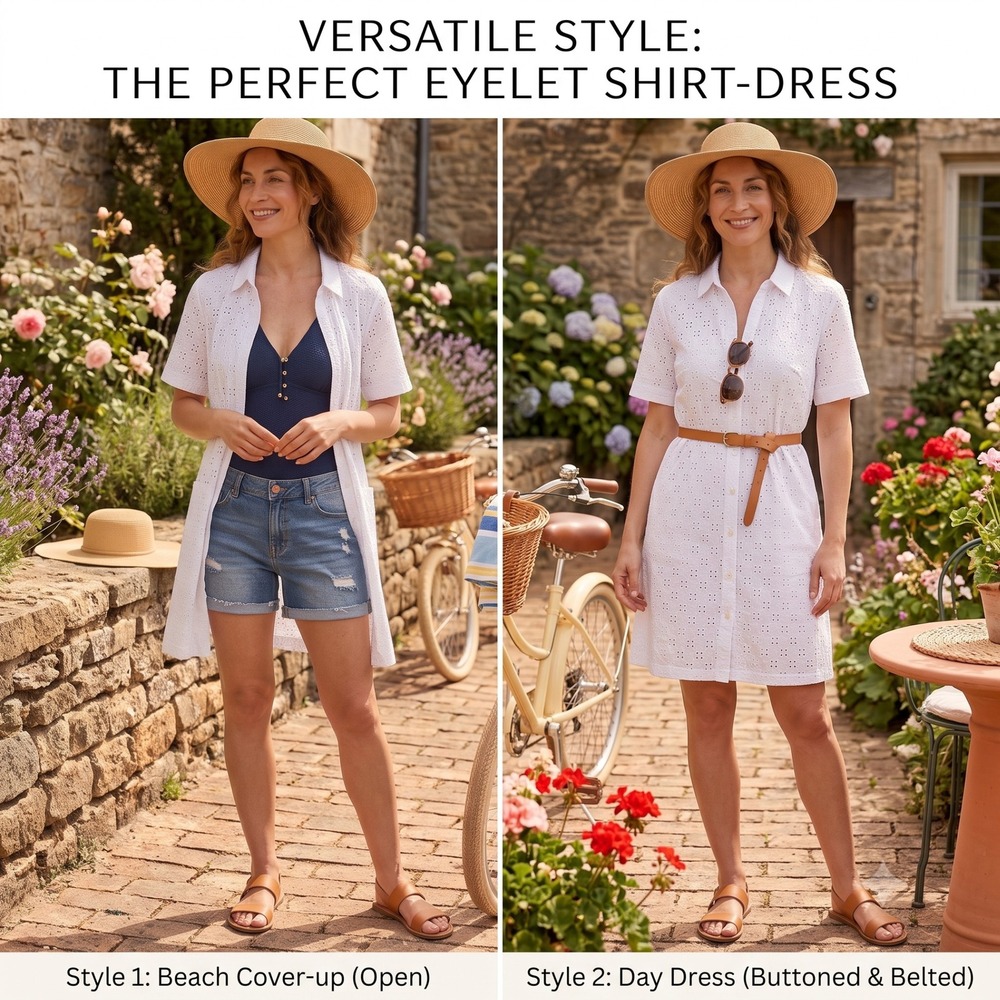 Gap Eyelet Shirt Dress White Small